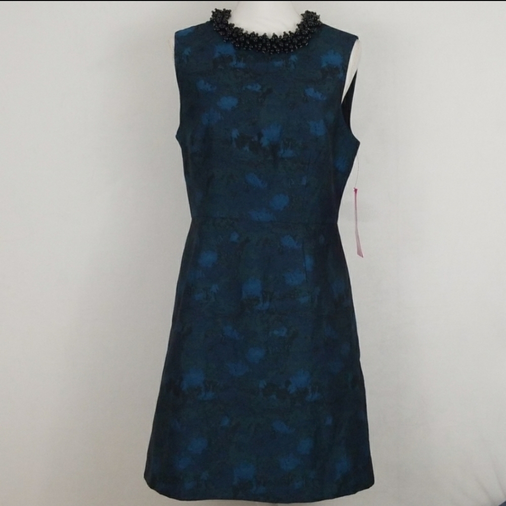 Betsey Johnson Beaded Collar Jaquard Dress